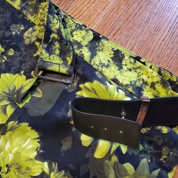 Michael Kors Green & Black Floral Print Pencil Skirt Size 6 - Picture 8 of 13